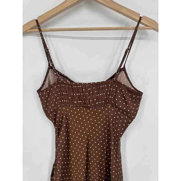 Ciao Lucia Leo Satin Slip Dress Polka Dot Keyhole Tie Front Spaghetti Strap Midi - Picture 12 of 15